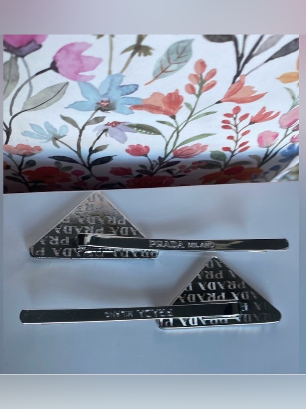 Prada Pink and Silver Triangle
Hair Clips - Picture 4 of 5